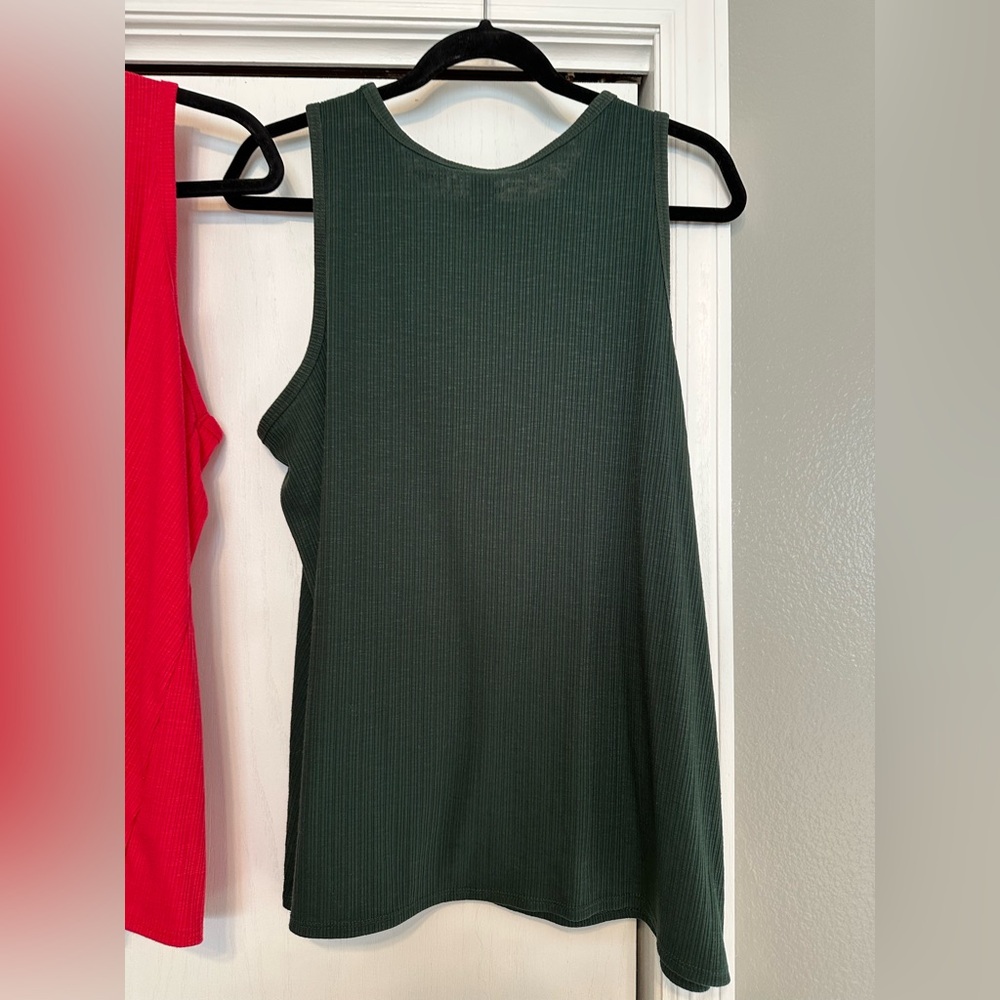 Old Navy Luxe Ribbed Dark Green Tank Top